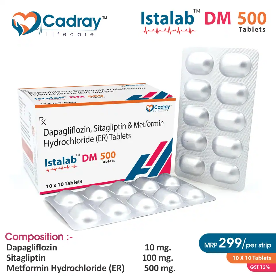 Dapagliflozin 10mg + Metformin 500mg ER + Sitagliptin 100mg | Antidiabetic Tablet | Best Price for PCD Pharma Franchise